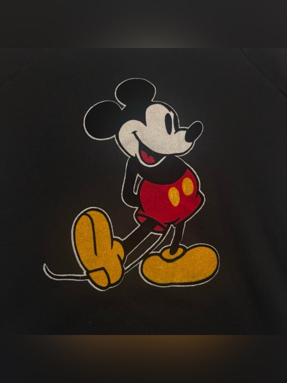 Vtg 80s Mickey Mouse Disney Crewneck Sweatshirt Black Flocked Graphic Sz M READ - Picture 4 of 6